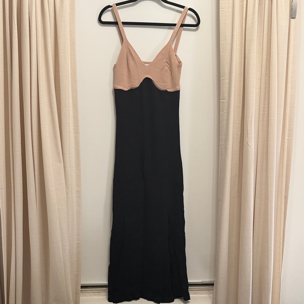 Lush Black and Taupe Knit Dress